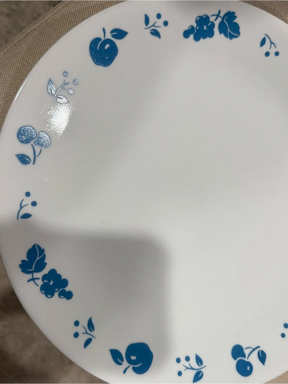 Corelle Eve White Dinner Plates with Blue Floral & Fruit Border - Set of 4